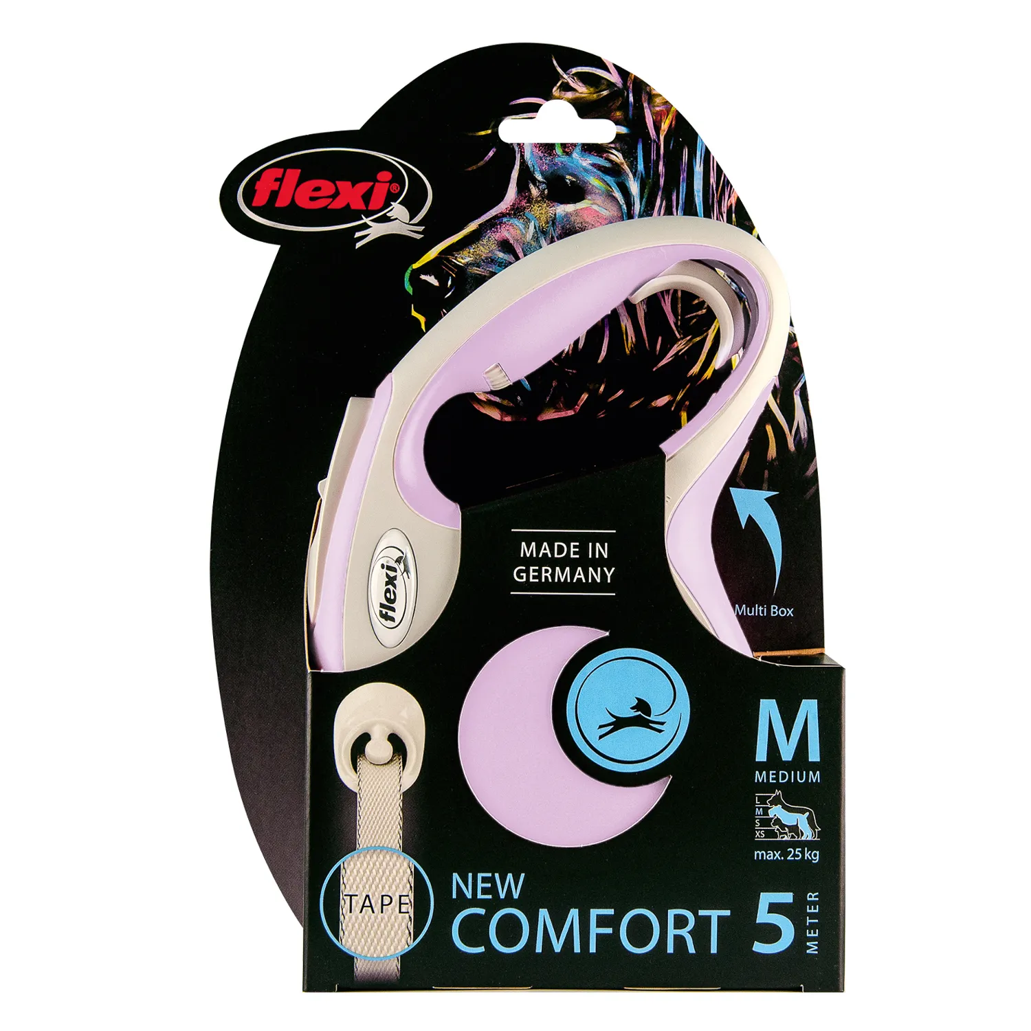 flexi рулетка NEW LINE Comfort M (до 25 кг) лента 5 м серый/розовый