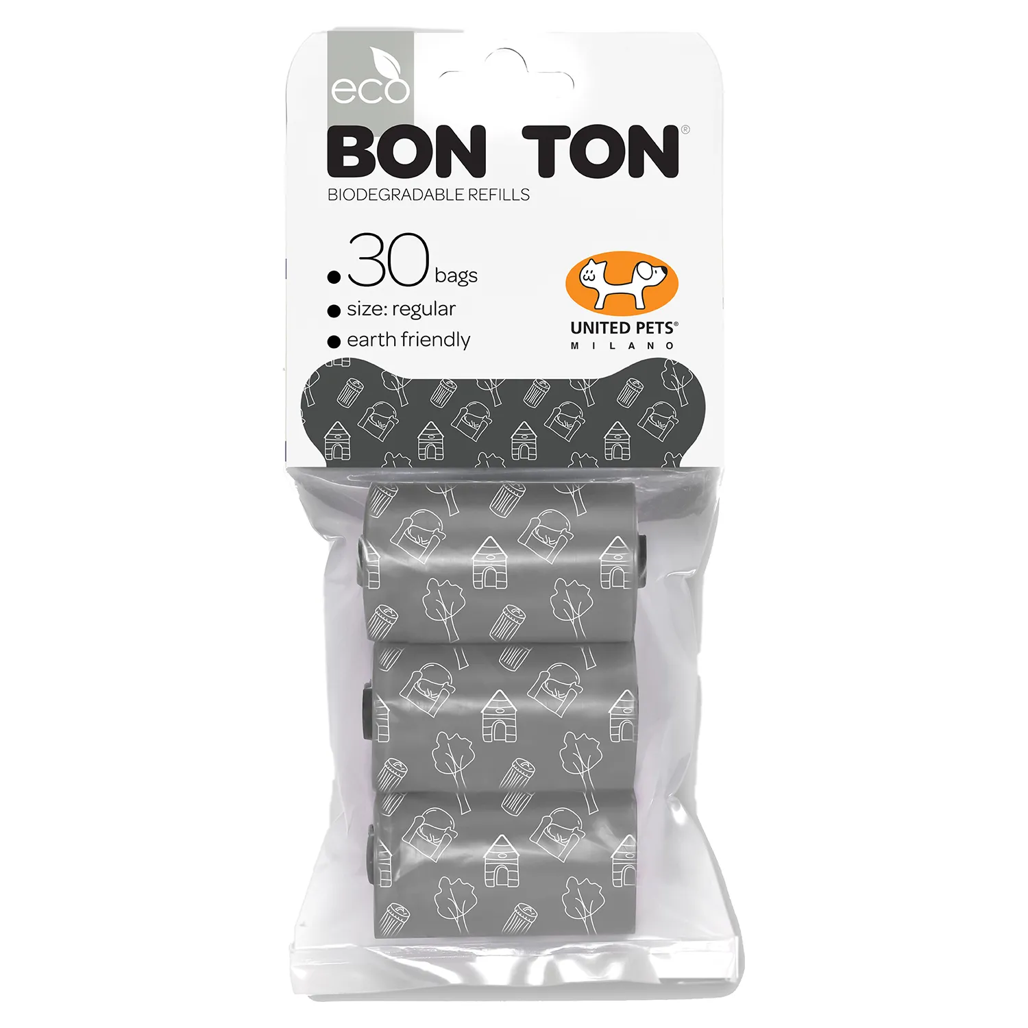 United Pets пакеты "Refill" для набора "BON TON" 3 рулона по 10 пакетов, черные