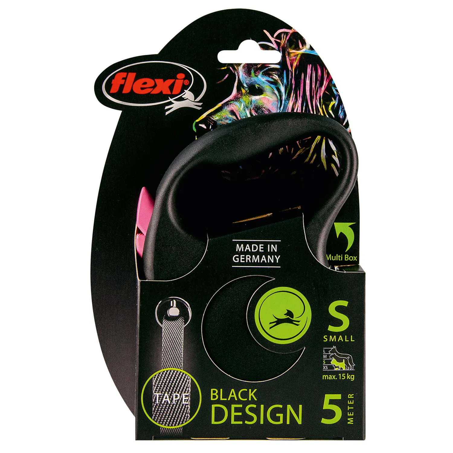 flexi рулетка Black Design S (до 15 кг) 5 м лента черный/розовый