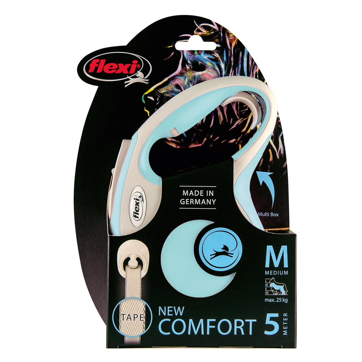 flexi рулетка NEW LINE Comfort M (до 25 кг) лента 5 м серый/голубой –  купить товары для домашних животных в интернет магазине Valta