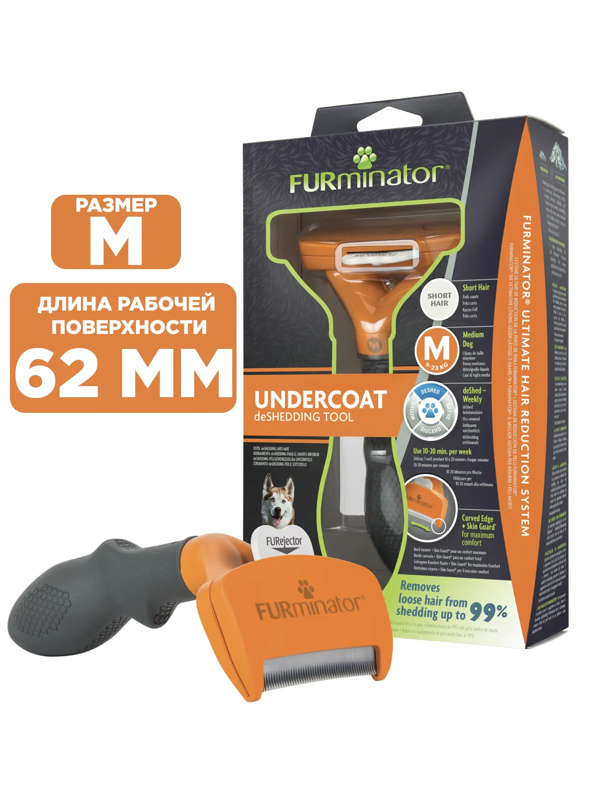 Фурминатор FURminator M для средних собак с короткой шерстью. СКИДКА 40%